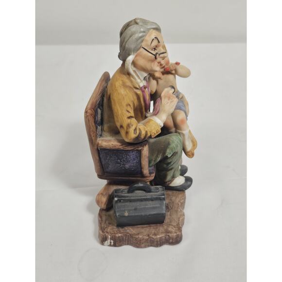 Vintage George Z. Lefton Porcelain Bisque Figurine - Country Doctor Examines Boy - Picture 2 of 10